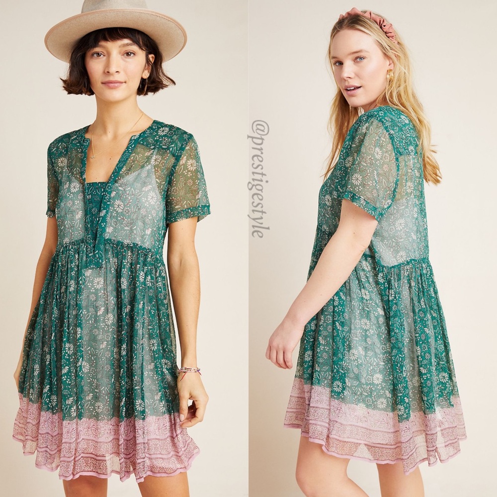 HTF Anthropologie Adrian Sheer Tunic Dress - Picture 8 of 9